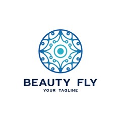Modern Logo Design, Gradient Line of Butterfly Mandala with Circle