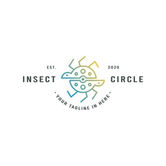 Modern Line Logo Design, Line Insect or Bug with Circle