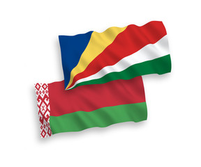 Flags of Seychelles and Belarus on a white background