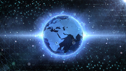Earth on Digital Network concept background Middle East