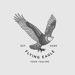 Fototapeta na wymiar Luxury Animal Logo Design, Grey Eagle Illustration Vector with Vintage/Retro
