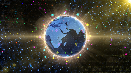 Earth on Digital Network concept background Middle East