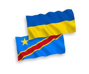 Flags of Democratic Republic of the Congo and Ukraine on a white background