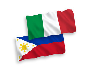 Flags of Italy and Philippines on a white background