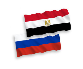 Flags of Egypt and Russia on a white background