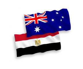 Flags of Australia and Egypt on a white background