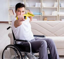 Disabled man recovering from injury at home