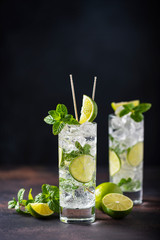 mojito with lime, mint  and ice