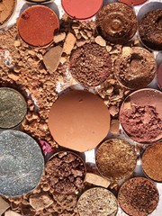 Eye shadow colorful shattered into powder. 