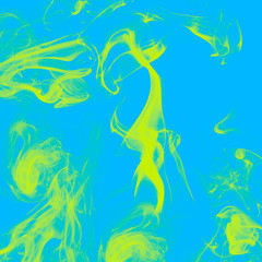 Fototapeta na wymiar Colored smoke yellow colorful abstraction on a blue background