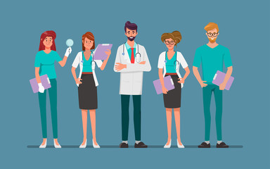 Doctor character set for medicine. Healthcare medical people animated.