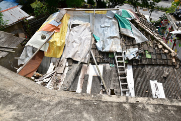 An old shanty roof at the shantytown