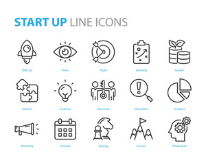set of starup icons, business, work, success