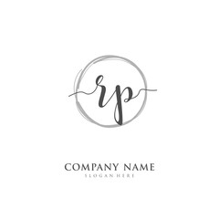 Handwritten initial letter R P RP for identity and logo. Vector logo template with handwriting and signature style.