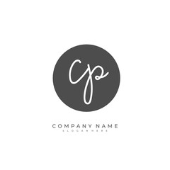 Handwritten initial letter C P CP for identity and logo. Vector logo template with handwriting and signature style.
