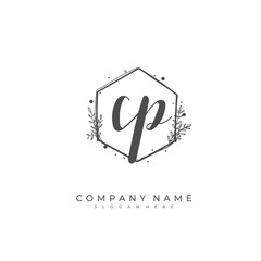 Handwritten initial letter C P CP for identity and logo. Vector logo template with handwriting and signature style.