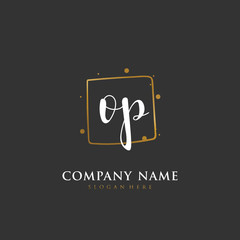Handwritten initial letter O P OP for identity and logo. Vector logo template with handwriting and signature style.