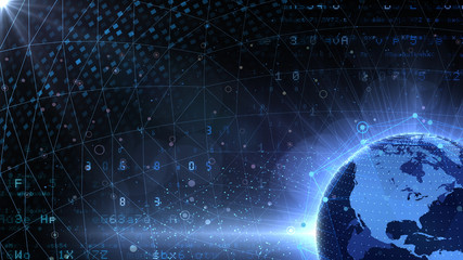 Earth on Digital Network concept background U.S.A North America