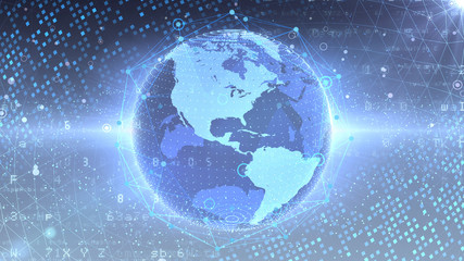 Earth on Digital Network concept background U.S.A North America