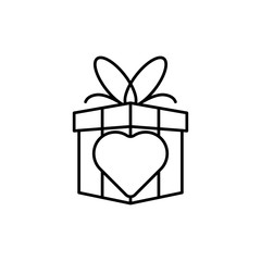 Gift box with ribbon line icon, outline vector sign, linear style pictogram isolated on white background. Symbol, logo illustration. Gift template illustration of gift box present, greeting, surprise.