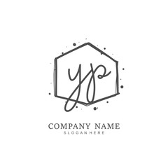 Handwritten initial letter Y P YP for identity and logo. Vector logo template with handwriting and signature style.