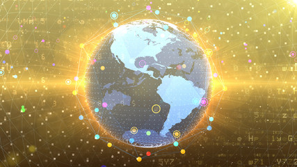 Obraz na płótnie Canvas Earth on Digital Network concept background U.S.A North America