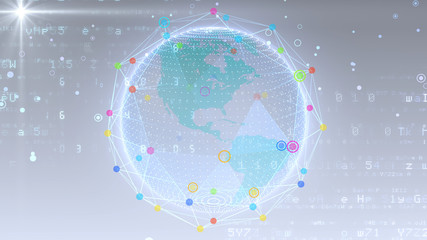 Earth on Digital Network concept background U.S.A North America