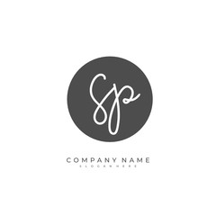 Handwritten initial letter S P SP for identity and logo. Vector logo template with handwriting and signature style.