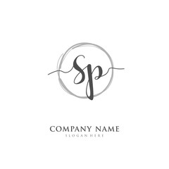 Handwritten initial letter S P SP for identity and logo. Vector logo template with handwriting and signature style.