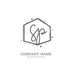 Handwritten initial letter S P SP for identity and logo. Vector logo template with handwriting and signature style.