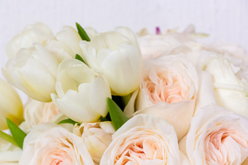 Wedding flowers Decoration made of roses and decorative plants.