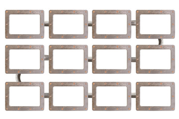 Metal signboard template with copy space diagram scheme empty flow chart isolated on white background.