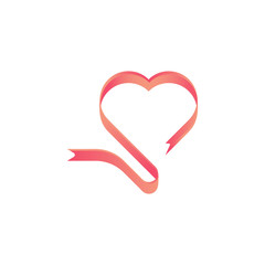 Love Heart ribbon logo icon illustration vector template. ribbons in shape of hearts for love concept, wedding or Valentine day. Vector illustration isolated on white background. 