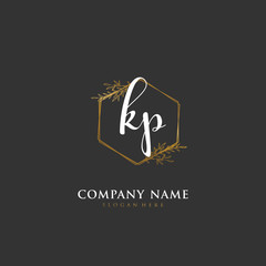 Handwritten initial letter K P KP for identity and logo. Vector logo template with handwriting and signature style.