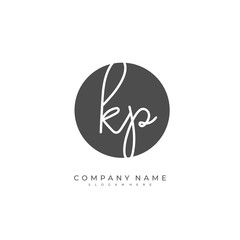 Handwritten initial letter K P KP for identity and logo. Vector logo template with handwriting and signature style.