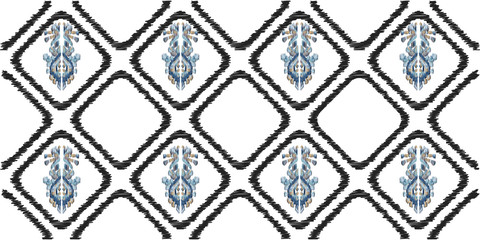 Nice native hand-drawn ikat geometric background - Ethnic folk pattern. Tribal embroidery background