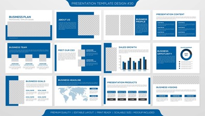 set of business presentation template with minimalist layout and modern concept, use for business profile and annual report