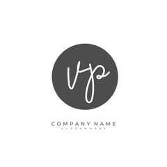 Handwritten initial letter V P VP for identity and logo. Vector logo template with handwriting and signature style.