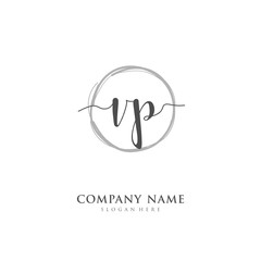 Handwritten initial letter V P VP for identity and logo. Vector logo template with handwriting and signature style.