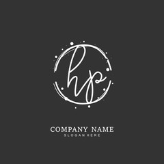 Handwritten initial letter H P HP for identity and logo. Vector logo template with handwriting and signature style.