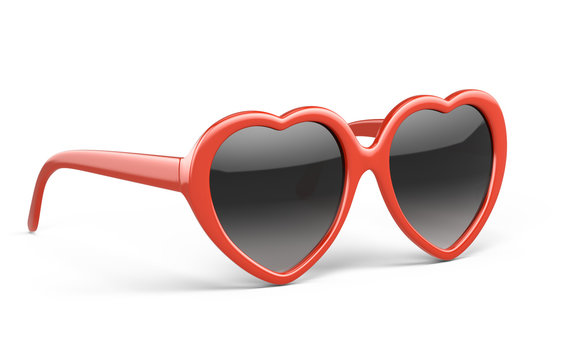 Red Heart Glasses Isolated On White - 3d Rendering