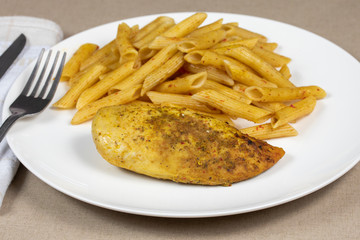 escalope de poulet et pâtes à la tomate