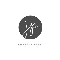 Handwritten initial letter J P JP for identity and logo. Vector logo template with handwriting and signature style.