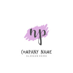 Handwritten initial letter N P NP for identity and logo. Vector logo template with handwriting and signature style.