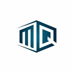 Fototapeta premium MQ monogram logo with hexagon shape and negative space style ribbon design template