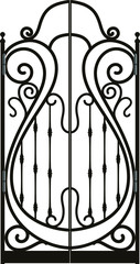 Fototapeta na wymiar Steel railing panels that include balls, flowers, leaves and rosettes. Aluminum handrail, vector construction. Use these decorative iron cross bars to create a unique window guard or balcony railing. 