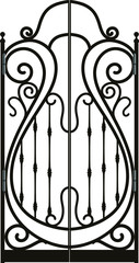 Steel railing panels that include balls, flowers, leaves and rosettes. Aluminum handrail, vector construction. Use these decorative iron cross bars to create a unique window guard or balcony railing. 
