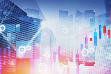 Financial graph in abstract city