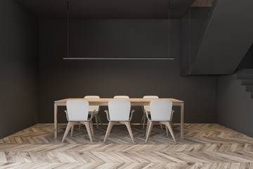 Stylish gray dining room interior