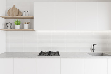 White countertops in modern kitchen